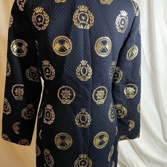 #Vintage Albert Nipon Navy & Gold Print Jacket - Picture 2 of 6